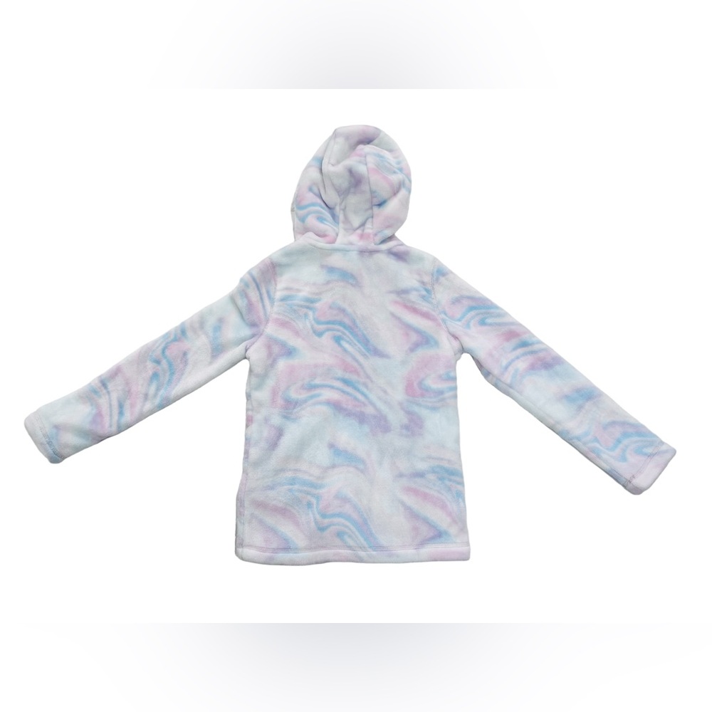 Lands' End • Girls Kids Softest Fleece White Pink Swirl Hooded Jacket M (8) NWOT - Picture 9 of 11